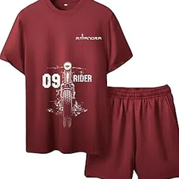 09 Rider Printed T-Shirt & Shorts Set for Men | Stylish Summer Co-Ord Set | Casual Sportswear | Trendy Gym Wear-image-41