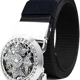 niddleman Men’s Nylon Belt with Round Chakri Silver – Adjustable Strap, Formal & Casual Wear Waist Belt-picture-27