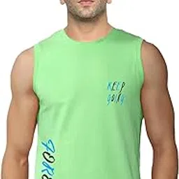 yilden Men's Sleeveless Cotton T-Shirt | 'Keep Going Forever' Printed Gym Tank Top | Muscle Fit Workout Vest | Casual Sportswear | 12 Color Options-picture-50