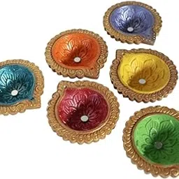 Plavam Mitti Diya Handmade Clay Diyas for Puja, Traditional Hand Painted Diya for Diwali Decoration, Home Decoration, Diwali Gifts (Set of 6)-image-95