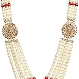 geetanjali crafts Handmade Pearl Stone & Studded AD(American Diamond) Necklace Jewellery For Men/Groom For Wedding(Dhula Mala/Kantha Haar) Or Special Occasions 7977 image 1