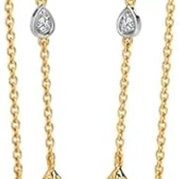 caratlane 14 KT Yellow Gold Sway Diamond Sui Dhaga Earrings for Women-picture-25