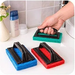 BBT Heavy-Duty Floor Scrub Pad with Handle, Multipurpose Cleaning Scrubber for Tiles and Bathroom Surfaces, Blue and Green, Pack of 6-picture-25