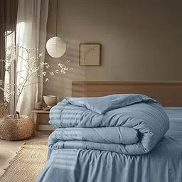 Spread Sprain King Size Linen Cotton Duvet Cover/Quilt Cover – Everyday Softness | Removable with Zipper & 8 Loops, Breathable, Bedroom, Hotel Quality Bedding | 90x108 Inch, Ice Blue-picture-23