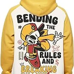crazymonk Break The Rules Oversized Hoodie - Off White & Yellow-picture-25
