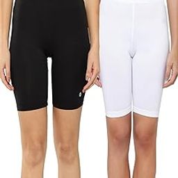 leading lady Women's Solid Cotton Mid Rise Shorts | Above Knee Underwear Shorts Workout, Yoga, Gym & Running Shorts (Pack of 2)-picture-5