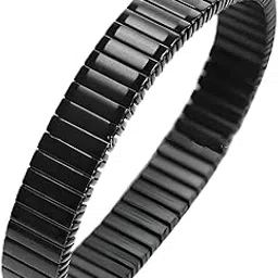 vama Men's Stylish Stainless Steel Stretchable Elastic Bracelet Black Stretch Link Wristband Hand Bracelet for Casual & Formal Wear for Men Boy's-picture-31