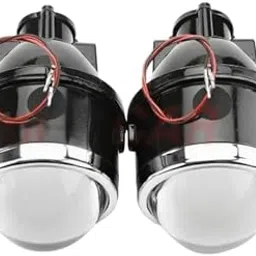M612, Fog Lamp Projector, 3 Inches, IPHCAR Black with Aluminium Chrome Ring, Metal Construction, Universal Fit, 35W, No Bulb Included, 2-Pack with Fitting Kit, Front Position image 1