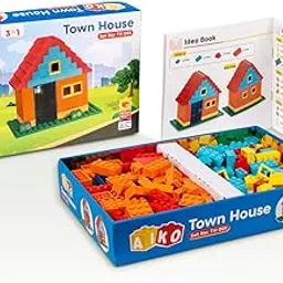AIKO Town House Set No.1 | 120 Pcs ABS Plastic Building Blocks | Multi-Colour Construction Toy for Kids | Learning & Educational Blocks with Idea Booklet | Safe & Durable | Best Gift for Boys & Girls-image-32
