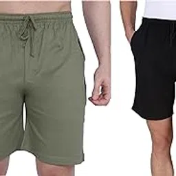 neo garments Men's Cotton Short Pant – Pack of 2 (Grey-Orange & Black) Long Shorts (Sizes : M to 7XL)-picture-33