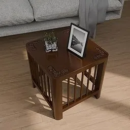 Ereteken ART Wooden End Table, Boho Side Table with Carving Design, Nightstand Bedside Table for Small Spaces, Bedroom, Living Room, Entryway, Farmhouse (Walnut)-picture-49