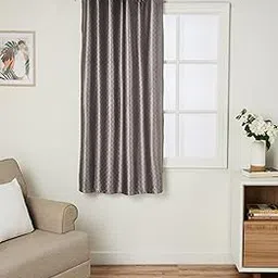 Amazon Brand - Solimo Premium Polyester Curtains | 200 GSM | 5FT | Geometric Print Fabric | Easy Maintenance (Set of 2, Silver)-picture-10