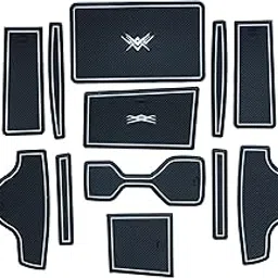 Door Cup Mats for Kia Sonet Premium Sporty Interior Car Accessories Set of 14 Pieces (White Trim)-picture-21