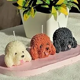 Diceandberry Pack of 3 Cute Poodle Dog Soy Wax Scented Candles (Black, White, Brown) for Dog Lovers, Puppy Candles-picture-71