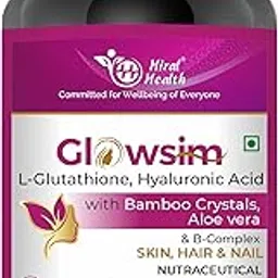 hiral health Hiral Health's Glowsim Hair, Skin & Nails Tablets | L-Glutathione, Biotin & Hyaluronic Acid | Anti-Aging, Hair Growth & Skin Brightening Supplement - 60 Tablets-picture-31
