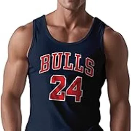 peppyzone Bulls 23 Printed Cotton Tank Top Vest for Men-picture-24