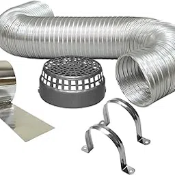 AMPEREUS® 5-Inch 6 feet Aluminium Chimney Extension Pipe | Semi-Flexible Kitchen Exhaust Duct with Clamp, Cowl Tap & Hose | Compatible-image-29