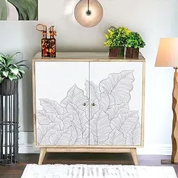 Kraft Bazaar Solid Wood Ranthambore Sideboard Cabinet | Solid Wood Sideboard | Sideboard Cabinet for Living Room | Finish - Natural and White-picture-10