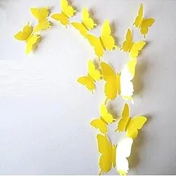 Jaamso Royals 'Yellow 3D Butterflies' Wall Sticker 1 Combo of 12 Piece (PVC Vinyl, 13 cm x 15 cm, 3D Stickers)-picture-17