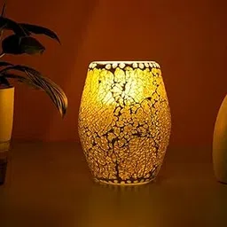 VOIDROP Elegant Gold Mosaic Table Lamp – Cracked Glass Design for Home, Living Room, Desk, Restaurant, Cafe & Bedroom Decor, Oval Shaped Lamp Pack of 1-picture-25