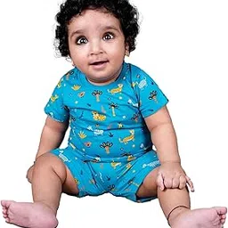 kidzo Relaxed-Fit Trendy T-Shirt and Short Set for Baby Boys | Cotton | Bright Blue-1 | 9-12 Months | KIDS13988-picture-19