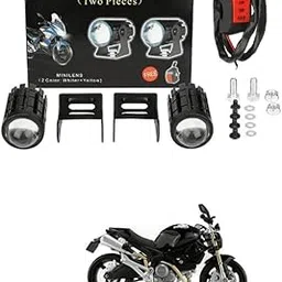 Universal Bike Led Light High Power Motorcycle Fog Lamps Mini Driving Lights Mirror Spot Dual Color Projector Lens With Switch (White/Yellow) Set Of 2Pcs Comfortable For Mon-ster 795-picture-17