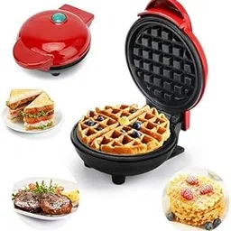 DYNART Waffle Maker Non-Stick Electric Iron Machine for Home Kids Birthdays Belgian Waffles, Pan Cakes, Paninis or Other Snacks 4 Inch- 350 Watts 3-in-1 Waffle Maker (multi color)-picture-11