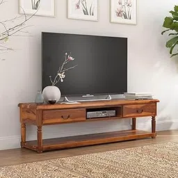 Rukmaajee Solid Sheesham Wood Tv Unit | TV Stand | TV Cabinet with Open & Close Storage for Living Room and Hotel Furniture (Teak4)-picture-35