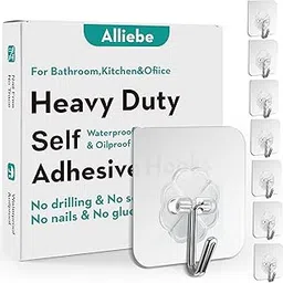 Adhesive Hooks Wall Hooks 13lb(Max) Transparent Reusable Seamless Nail Free Hooks Waterproof and Oilproof,Bathroom Kitchen Utility Towel Mug Cups Spatula Can Opener Scissors Hooksï¼Ë†24Pack-picture-27