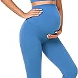 Women's Maternity 2 Piece Outfit Set - Bra & Shorts for Pregnancy - Yoga workout Lounge Wear Sets, Blue, XL-picture-17