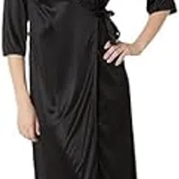 flynery Women's Nightgown Nighty Satin Solid Maxi Length Nighty with Robe 2 Piece Set of Sleepwear and Nightwear Nightdress Nighty-picture-16