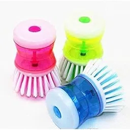 LAGET® Washbasin Plastic Cleaning Brush with Liquid Soap Dispenser, Multicolour (Pack of 3) Use for Kitchen Utensils, Washbasins, Sink,-picture-22