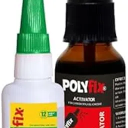Polyfix High Viscosity Cyanoacrylate Instant Glue and Spray Activator Combo Kit - Suitable for Wood, Stones, Acrylic sheets, Plastic, Metal - for Quick and Strong Bonding - 20g+20ml image 1