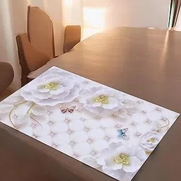 CASANEST PVC Placemats/Mat for Dining Table Kitchen (Set of 6 Pieces) Waterproof, PVC(45 X 30 cm, Off-White) --picture-28