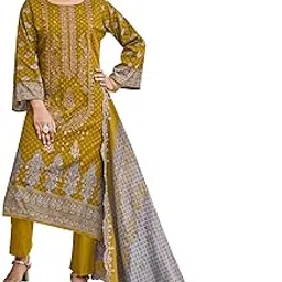 Women's Unstitched Pakistani Digital Print Embroidered Pure Cotton Salwar Suit Dress Materials with Cotton Digital Embroidered Cutwork Dupatta-image-33