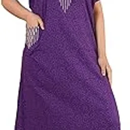 g4girl Women's Cotton Brasso Self Print Nighty with Round Neck | Free Size Soft Night Dress (Z16)-picture-38