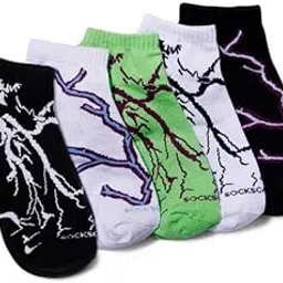 owilens Lightning Bolt Ankle Socks – Unisex 5-Pack | Bold Electric Designs | Breathable Cotton Comfort | Colorful, Stylish, Durable,Short Socks,Lofer Socks,For Man And Woman-picture-53
