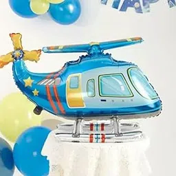 Atpata Funky Atpata Funky 4D Helicopter Chopper Foil Balloon 32x20x12 Inch | Self-Standing Aviation Theme Balloon for Kids Birthday, Army Party, Pilot Graduation, Helipad Decor (Blue)-picture-30