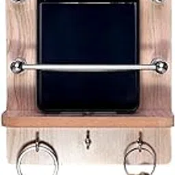 gridlab GRIDLAB™ Wooden Single Mobile & Keys Holder Stand for Mobile Charging, TV & AC Remote Holding and Keys Hanging at Home, Office, Bedroom, Hotel Wall Mount (Wooden Single Mobile & Keys Stand)-picture-32