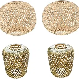 Jazzy Pearls® 4Pcs Bamboo Woven Lampshade Handwoven Rustic for Kitchen Island|Home & Garden | Lamps, Lighting & Ceiling Fans | Lamp Shades-picture-11