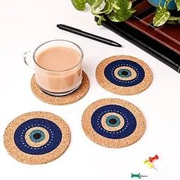 Evil Eye Cork Coasters Set of 4| 5mm Thickness | Round 4" Diameter | Tabletop Décor | Perfect for Cups, Mugs, Cans, and Glasses-picture-11