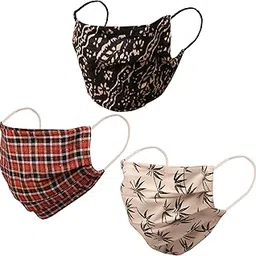 Touchstone anti pollution smog smoke cold cough protective cotton face mask Indian Heritage Fabric filter pocket nose bridge 2 layer reusable washable for men, women (Pack of 3). Cream Green Maroon-picture-15