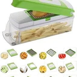 14-in-1 Multi-Function Vegetable Chopper, Slicer, Dicer & Grater Set with Container – Manual Food Cutter for Fruits, Vegetables, Potatoes, Onions, and More (Green/White)-picture-12