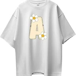 roads to india Women's Pure Cotton Casual T-Shirt – Name Art Alphabet Graphic Tee | Unisex Fit (Oversized) | 220 GSM | Half Sleeve, Round Neck | S–2XL | Black-picture-13