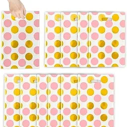 Wanna Party Pack of 20 Pink and Gold Polka Dot Party Favor Bags Goodie Bags Polka Dots Candy Pouches with Handle for Birthday Back to School Baby Shower Party Supplies Decor-picture-35