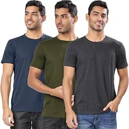 london hills Men Round Neck Cotton Blend Multicolor Half Sleeve Solid Regular Fit T-Shirts (Pack Of 3) XL-picture-12