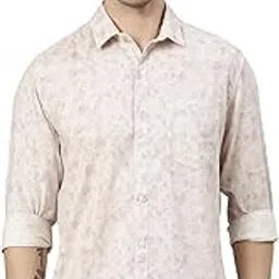 classic polo Men's Full Sleeve Peach Polo Neck Slim Fit All-Over Print Cotton Shirt-picture-37