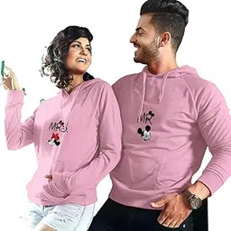 Men's & Women's Casual MR & MRS Micky Mouse Printed Full Sleeve Cotton T Shirt, Warm Pullover Monkey Cap, Hooded Neck, Regular Fit, Sweatshirts Hoodies for Couple- Pack of 2-image-51