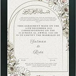 SF Enterprise Customised Nikah Nama Frame | Islamic Marriage Certificate Gift | A4 Size 13x9 inch Photo Frame | Wall Mount | Wedding Gift for Couple, Groom & Bride | Black, Set of 1 (Nikah Nama 2) image 1