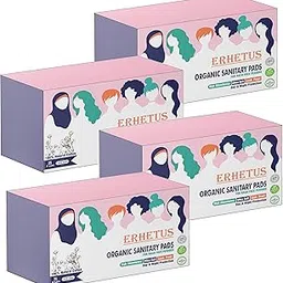 ERHETUS Biodegradable Bamboo Sanitary Pads for Women, Pure Organic Cotton Base Sanitary Napkins | Chemical & Fragrance Free, Soft, Ultra-thin, High Absorbent - 100 Pads (XXL, 350mm, Pack of 4*25 pad)-picture-22